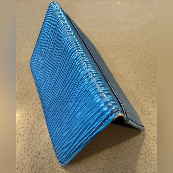 Louis Vuitton Blue Epi Leather Porte Cartes Card Holder Wallet Case - Picture 5 of 5